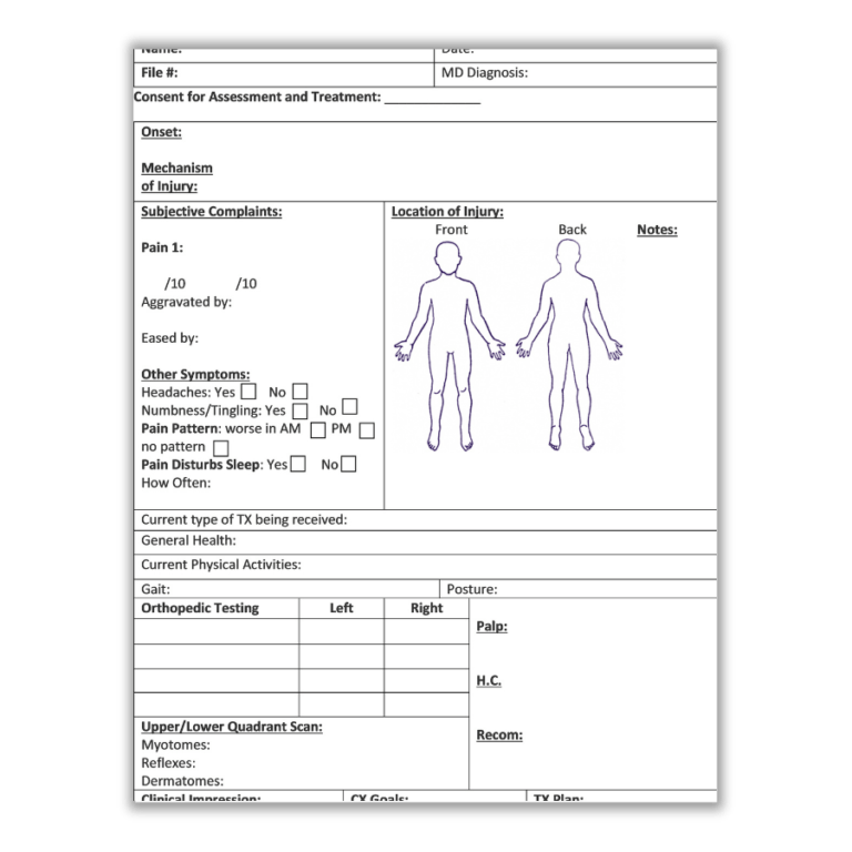 Massage Assessment Form Preview1 | My Business Threads